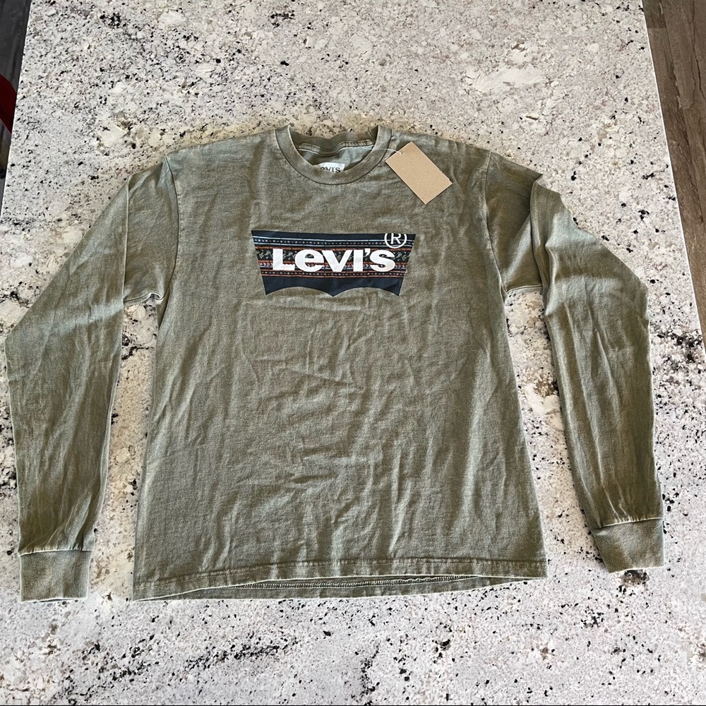 Levi’s Mens Long Sleeve Acid Washed Logo Tee